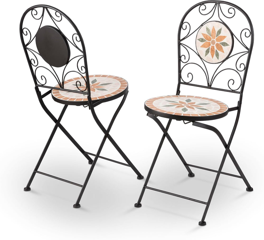 Alpine Corporation Indoor/Outdoor 3-Piece Mosaic Bistro Set Folding Table and...
