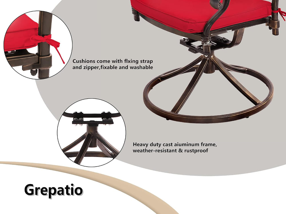 Grepatio 7 Piece Patio Dining Set Outdoor Dining Set Cast Aluminum Furniture ...