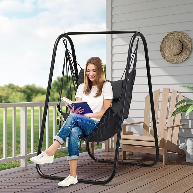G TALECO GEAR Hammock Chair with Stand,Heavy-Duty and Rustproof Hanging Chair...