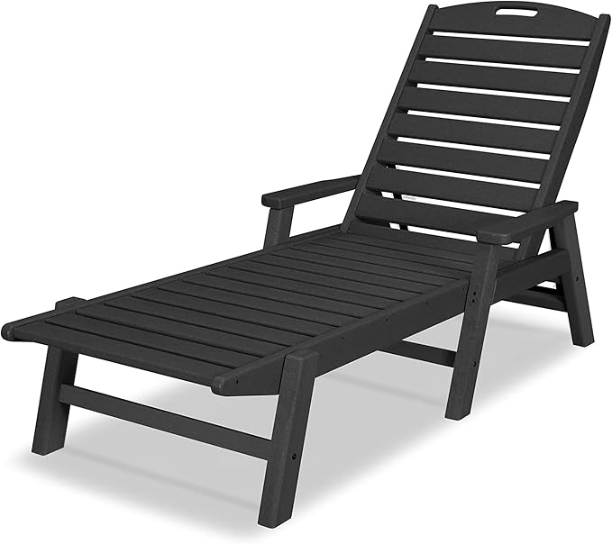 POLYWOOD NCC2280MA-P Nautical Arms Chaise, Black