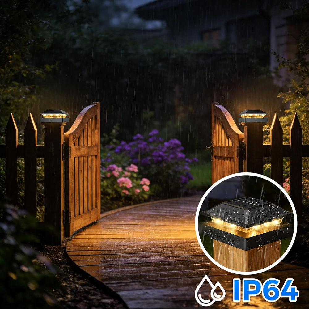 Peasur 4x4 Solar Post Cap Lights 10 Pack,2 Modes Post Lights Solar Powered