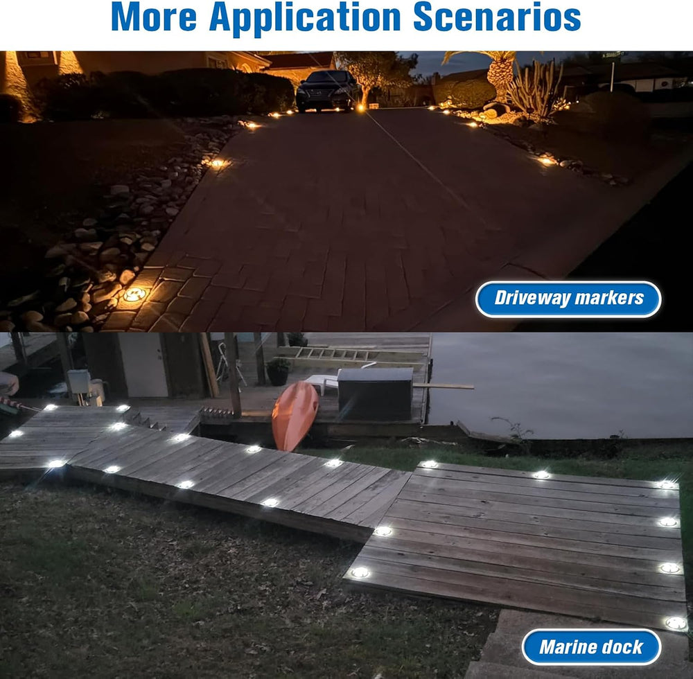 VOLISUN Solar Driveway Lights Dock Outdoor Deck Marker LED Lights,16 Pack