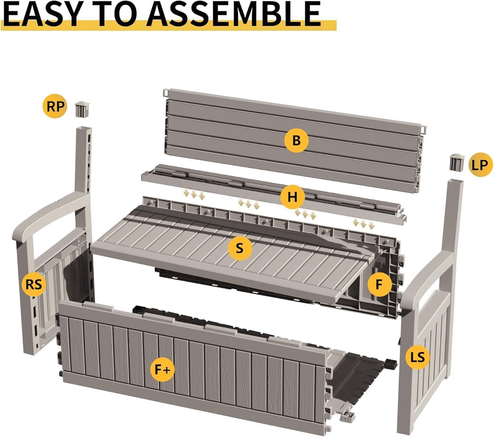 80 Gallon Outdoor Storage Bench, Grey Stripe