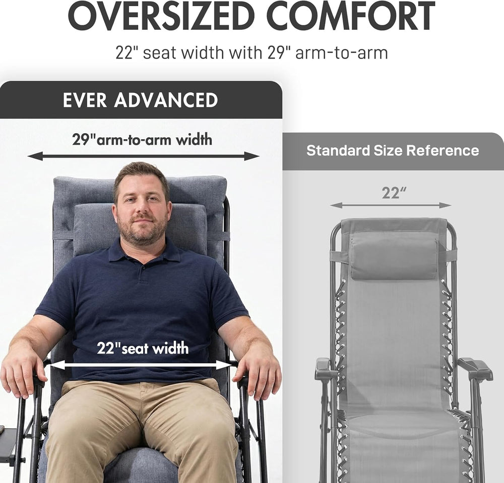 EVER ADVANCED Aluminum Zero Gravity Chair, 2.4" Padded, 350 lb Capacity ...