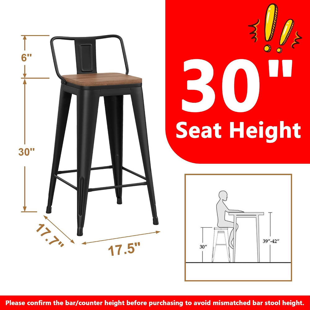WENTMENT Bar Stools Set of 4 Counter Height Metal Barstools with Removable Ba...