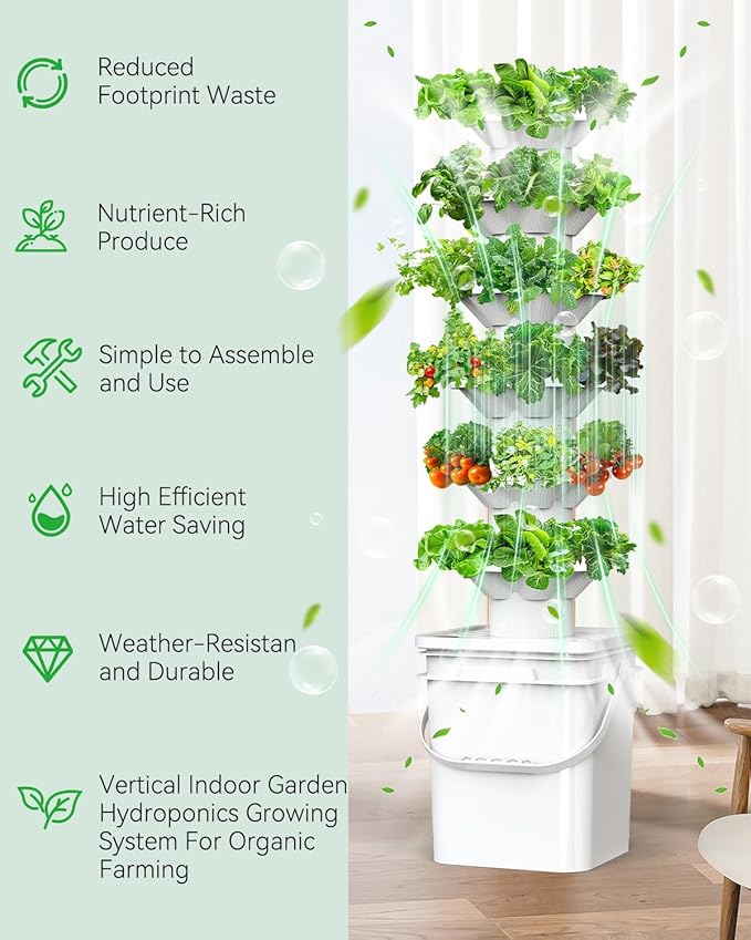 Vertical Hydroponics Growing System Kit, Indoor Outdoor Gardening System Kits...