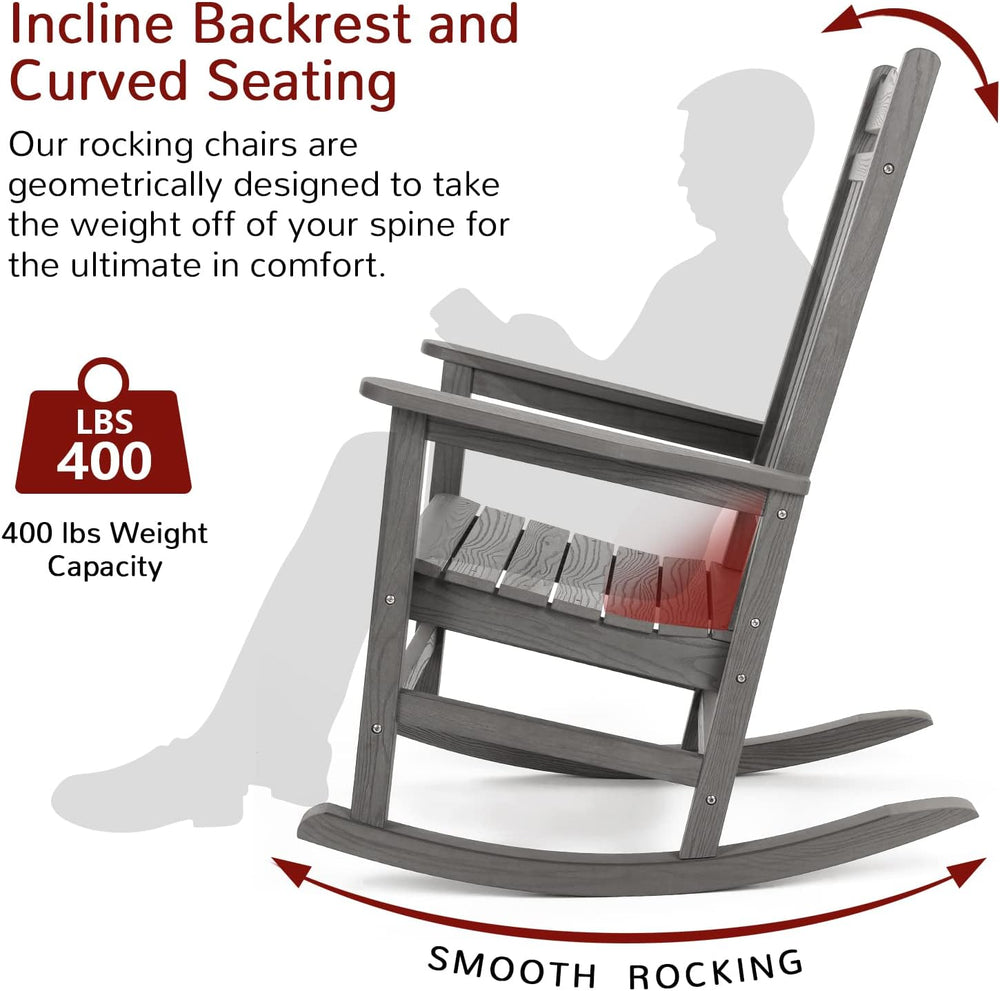 Stoog All-Weather Outdoor & Indoor Rocking Chairs Set of 2 with Table, 3 ...