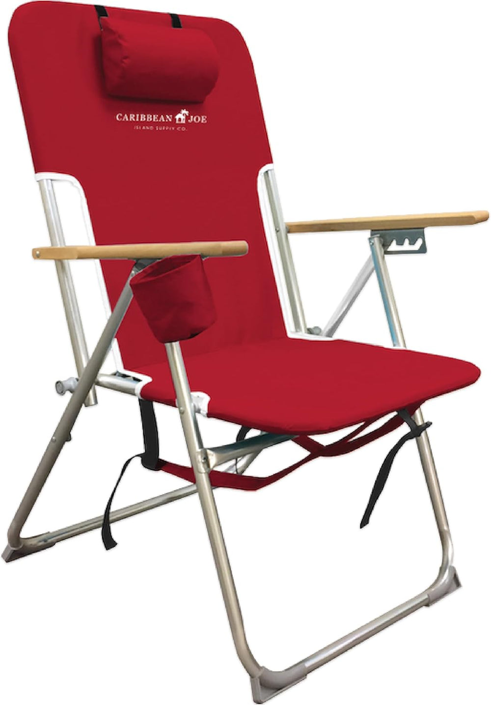 CARIBBEAN JOE Folding Beach Chair, 4 Position Portable Backpack Foldable Camp...