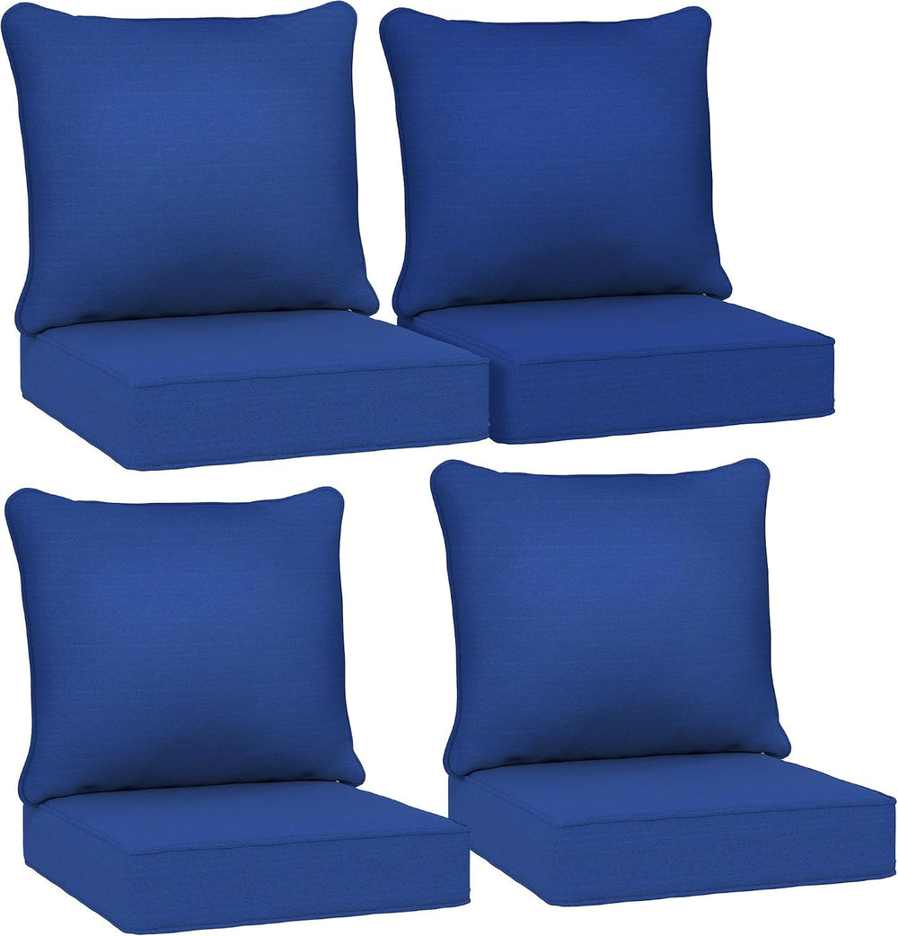 Outsunny Outdoor Chair Cushions Set of 4 Fade Resistant 24x24 In Navy Blue