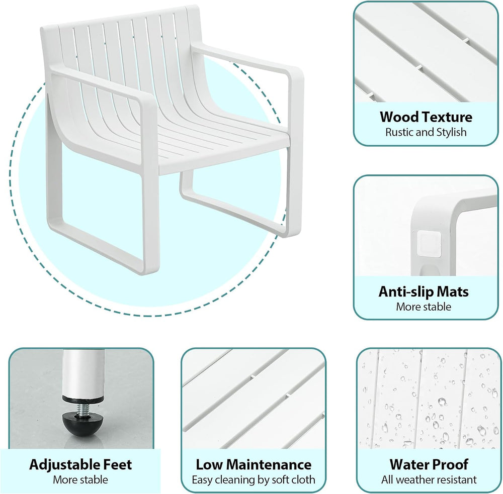 Werph 3 Pieces Outdoor Furniture Patio Table and Chairs Set, White