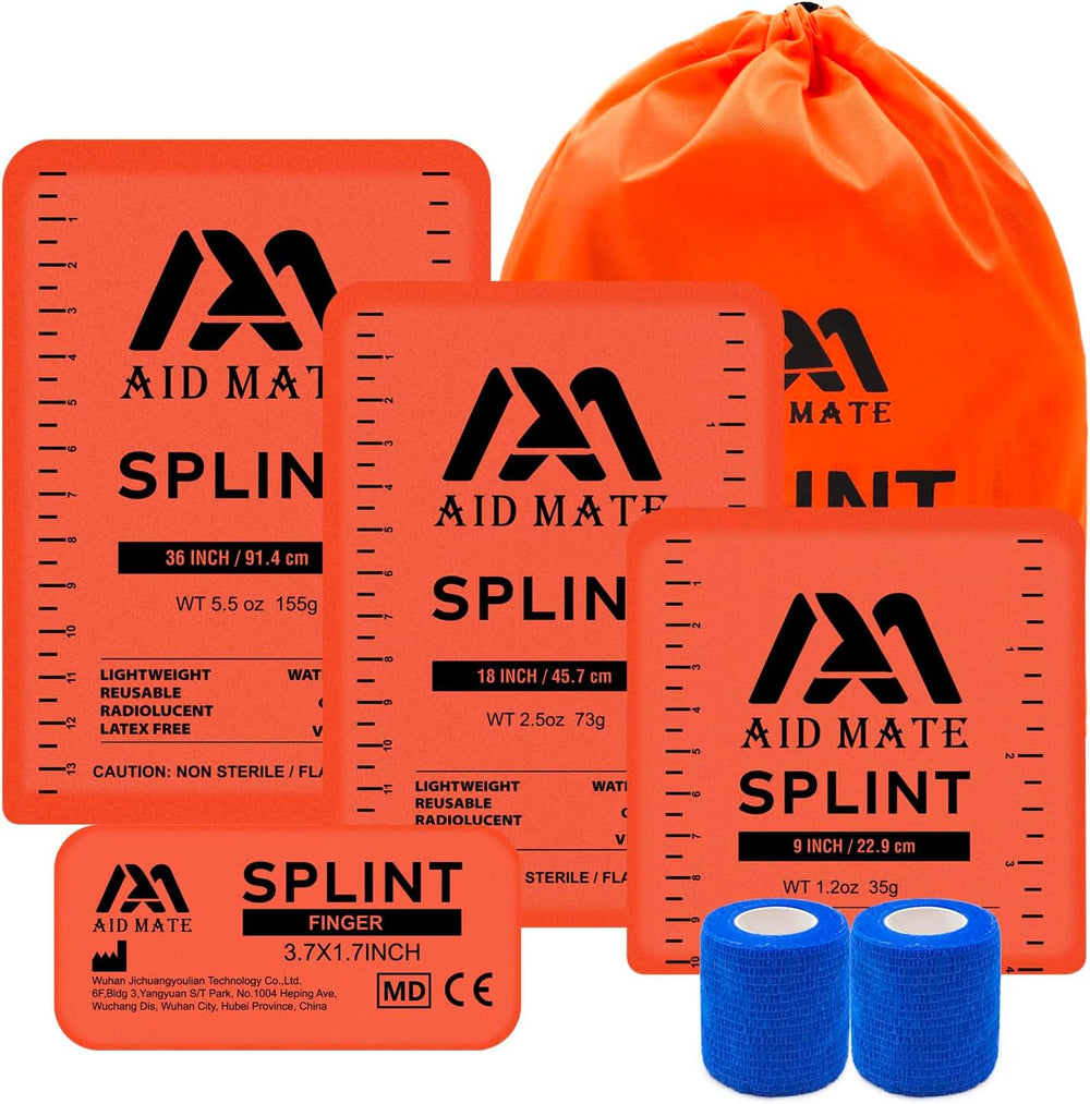 First Aid Splint Kit – 4 Reusable Malleable Splints (36"/18"/9"...