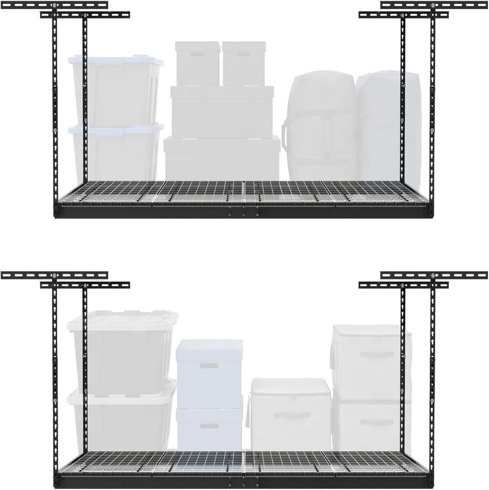MonsterRax 2-Pack 4x6 Overhead Garage Storage Rack, Gray, 12"-21" H...