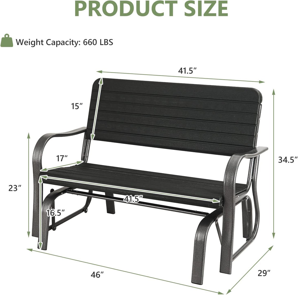 Tangkula Outdoor Glider Bench, Porch Glider Loveseat Swing Bench with w/Steel...