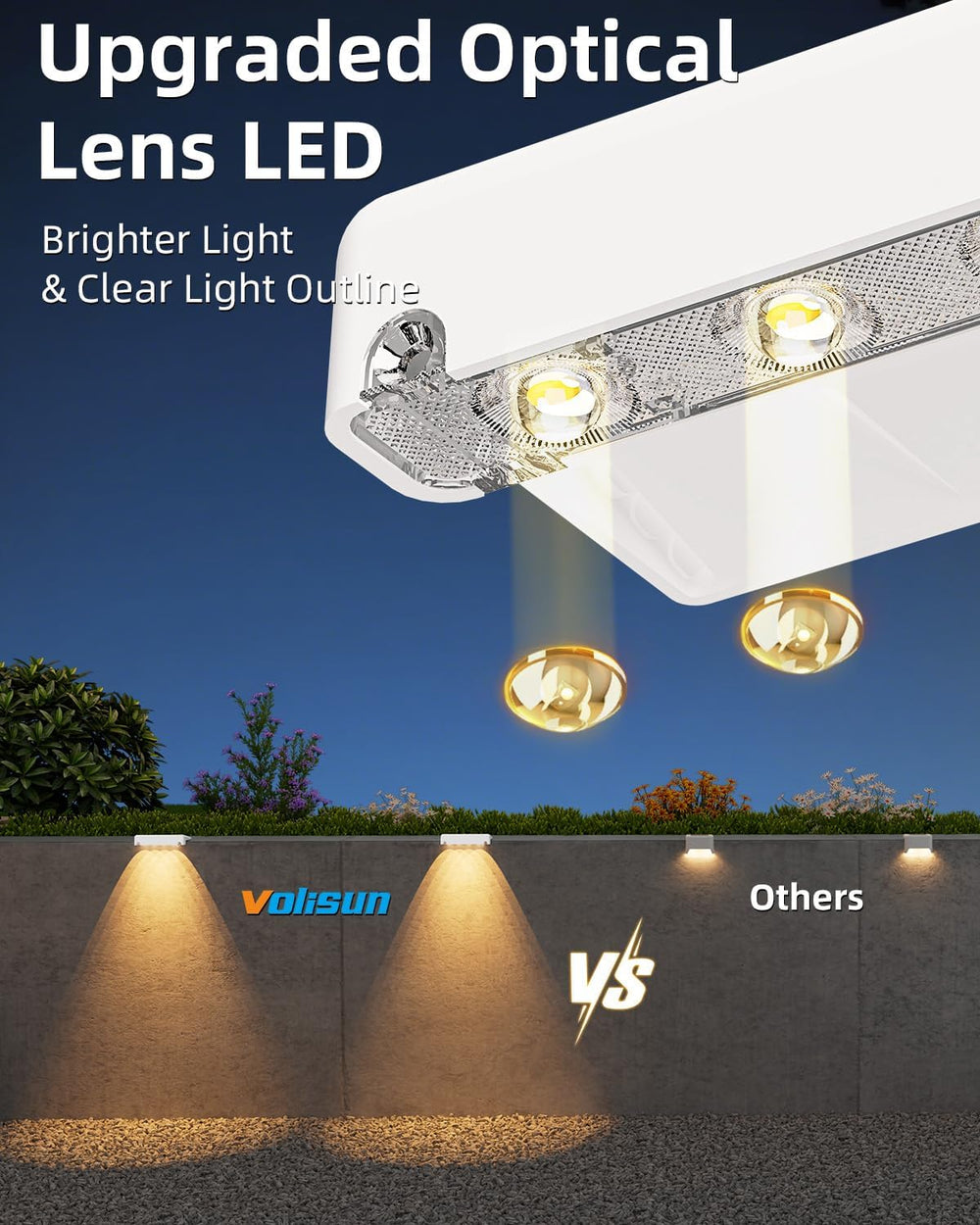 VOLISUN Solar Deck Lights 12 Pack, Warm White Glow LED Large Size Lamp, IP65 ...