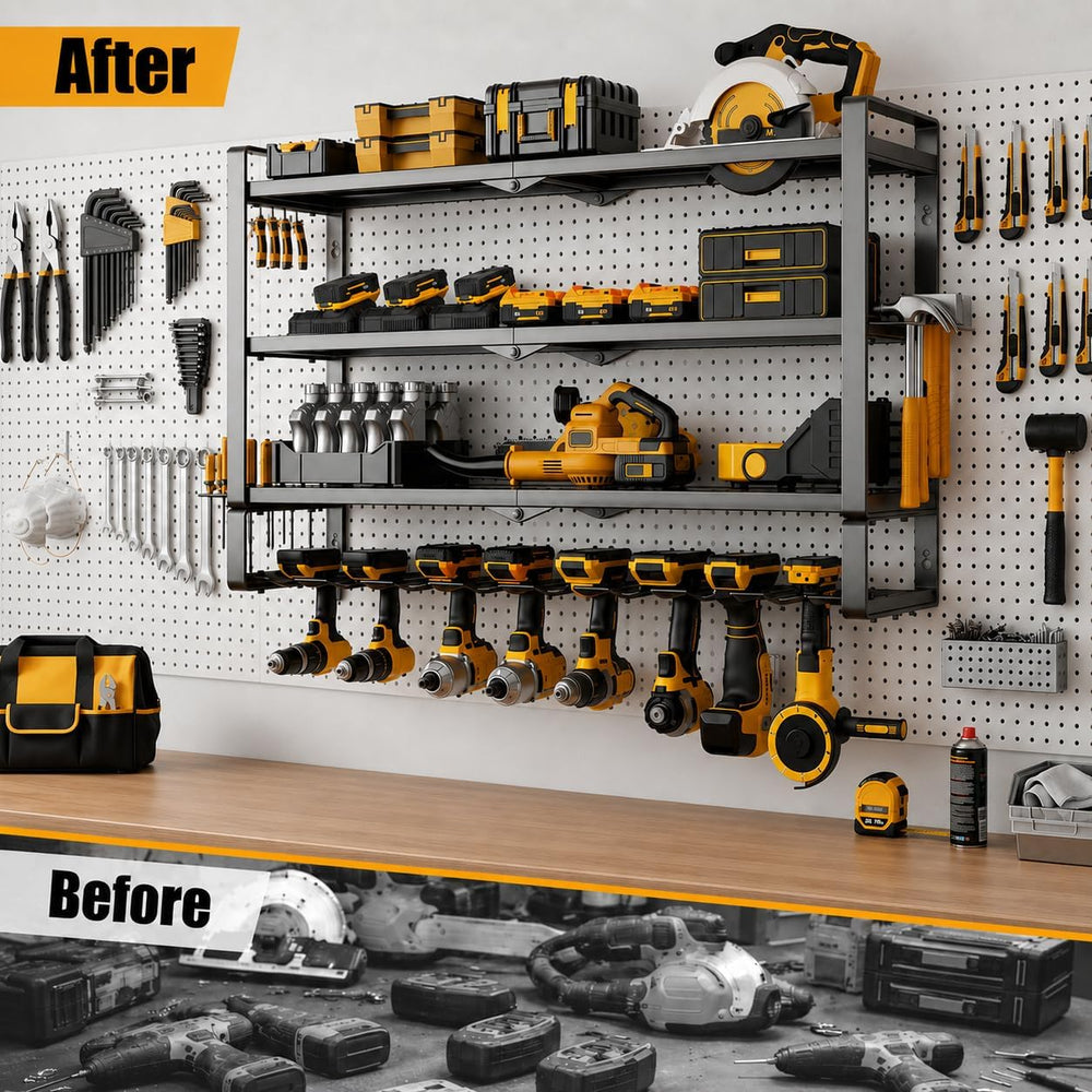 MOOMSINE Large Power Tool Organizer Wall Mount for Garage, 4-Tier Extra Tall ...