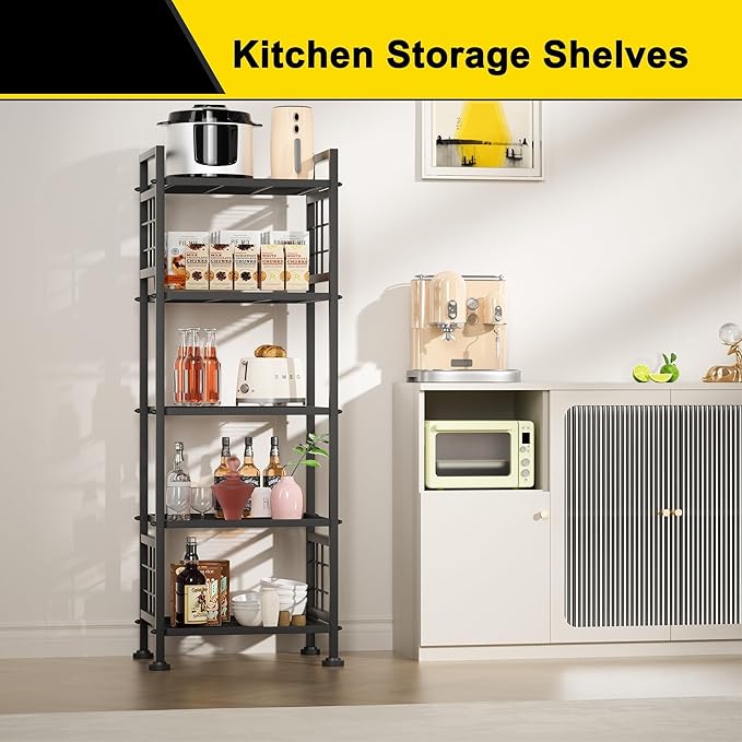 GIOTORENT 5-Wire Standing Book Shelf & Bookcase, Metal Storage Shelving U...