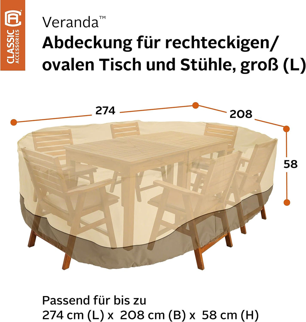 Classic Accessories Veranda Water-Resistant 108 Inch Rectangular/Oval Patio T...