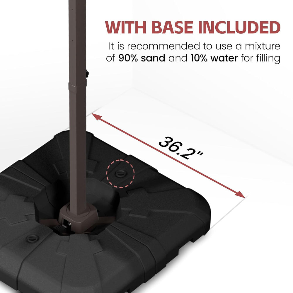 10x10 FT Cantilever Offset Patio Umbrella with Base Included