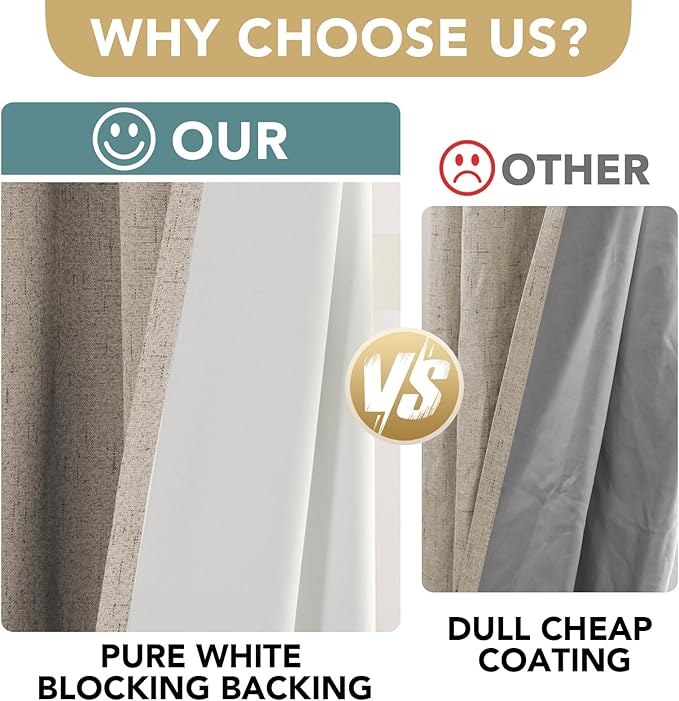 H.VERSAILTEX Blackout Curtains Durable Thick Textured Look 100% Blackout Pati...