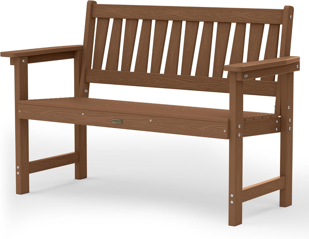 YEFU Outdoor Bench, 2-Person Garden Bench, Waterproof, Teak