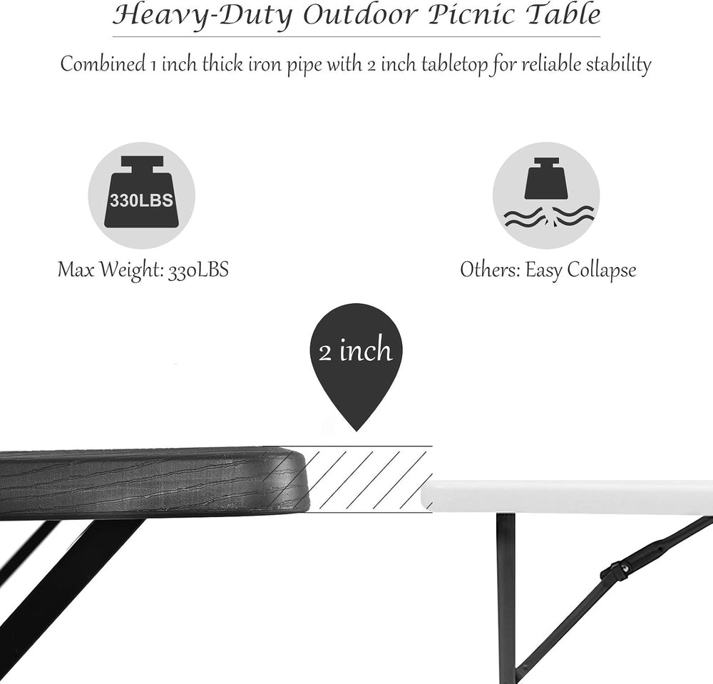 GIANTEX Picnic Table Bench Set Outdoor Camping All Weather Metal Base Wood-Li...