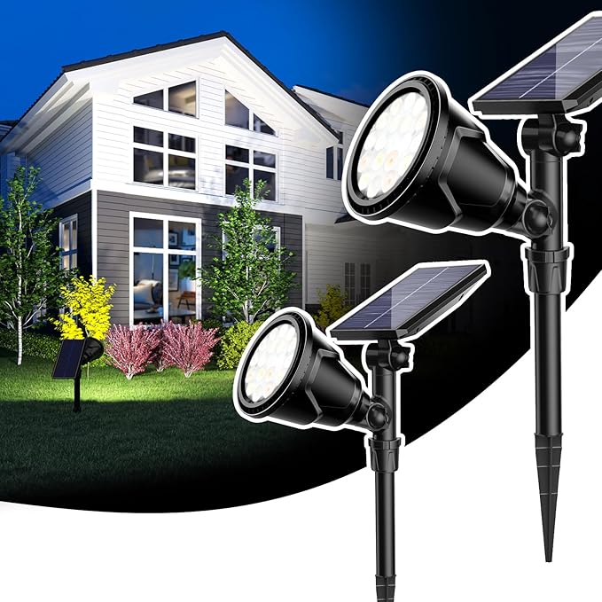 ROSHWEY Solar Spot Lights Outdoor - 600LM Spotlights Waterproof Outside Flood...