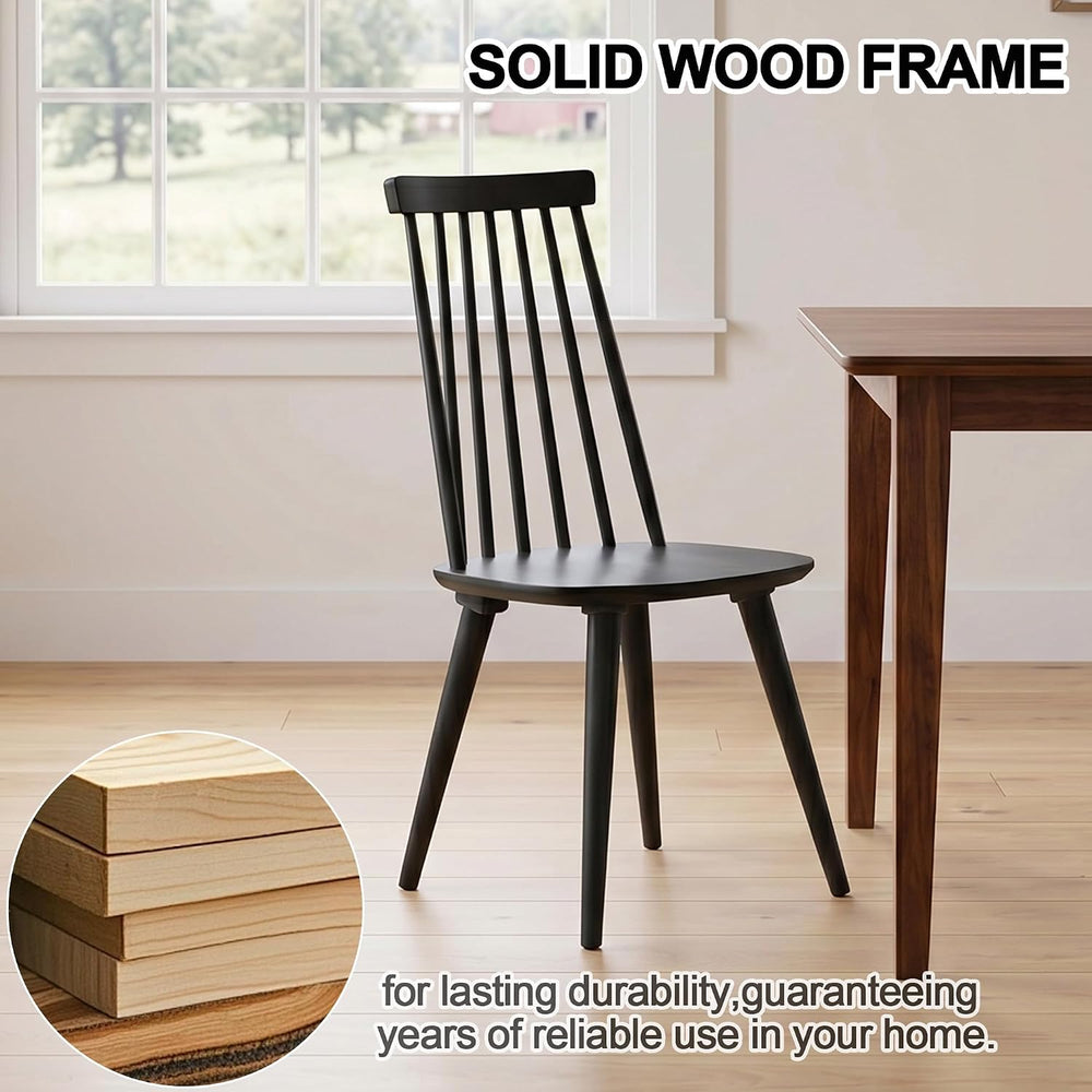 DUHOME Black Windsor Wooden Dining Chairs Set of 8