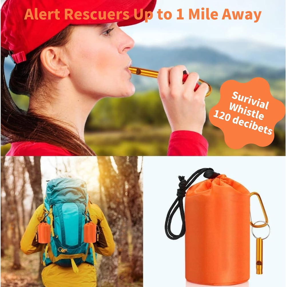 Waterproof Emergency Sleeping Bag with Whistle, 2 Pack Mylar Thermal Bivy Sac...