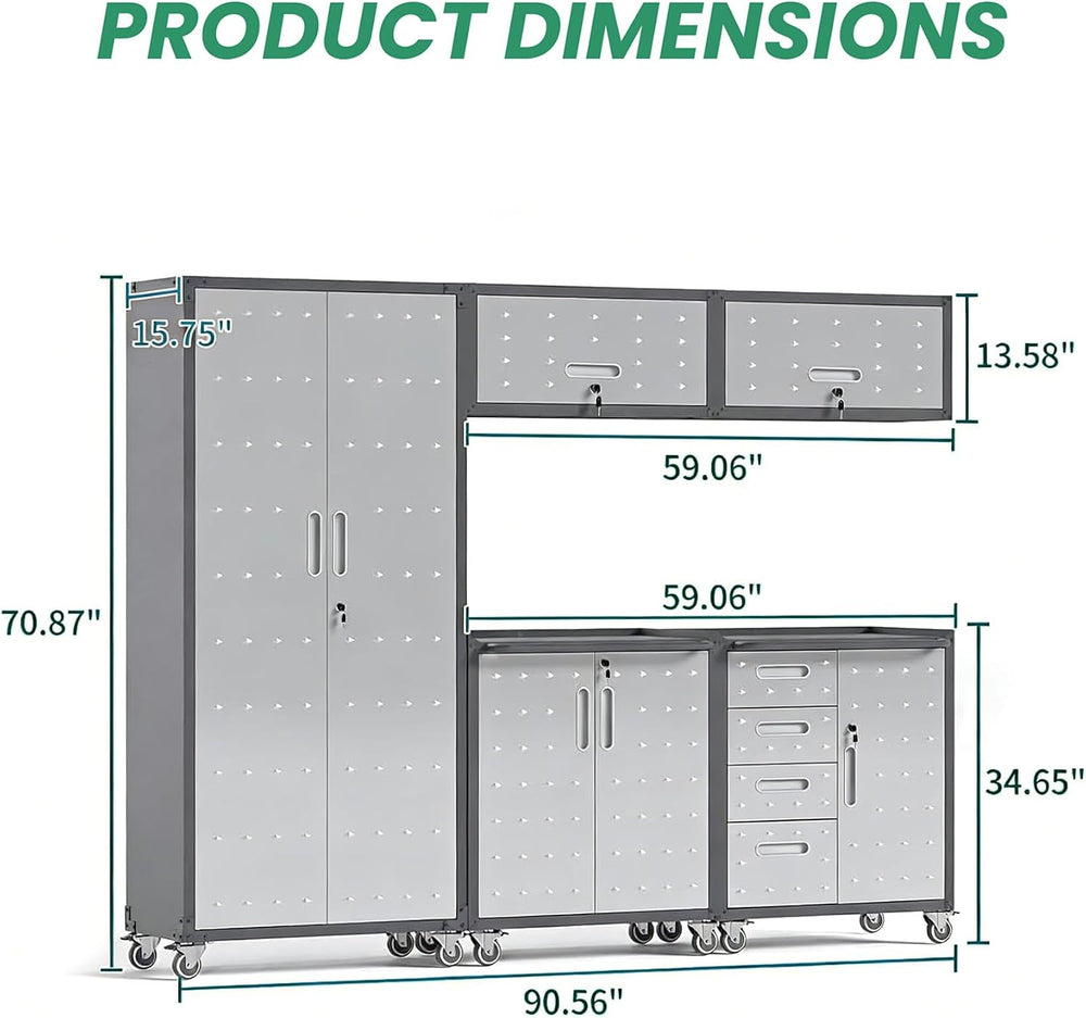 Garage Cabinet System | Heavy Duty Steel All-in-One Modular Garage Cabinet Se...