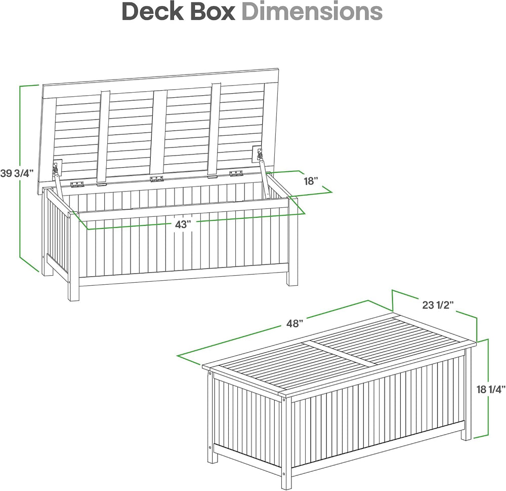 Cambridge Casual Arie Teak Wood Outdoor Deck Box Storage Chest, 49 Gallons