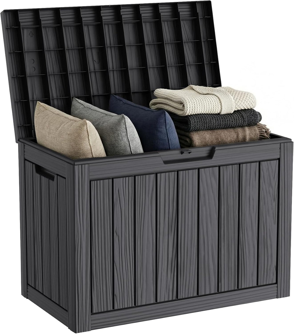 PatioZen 70 Gallon Outdoor Storage Box, Waterproof Patio Deck Box, Black
