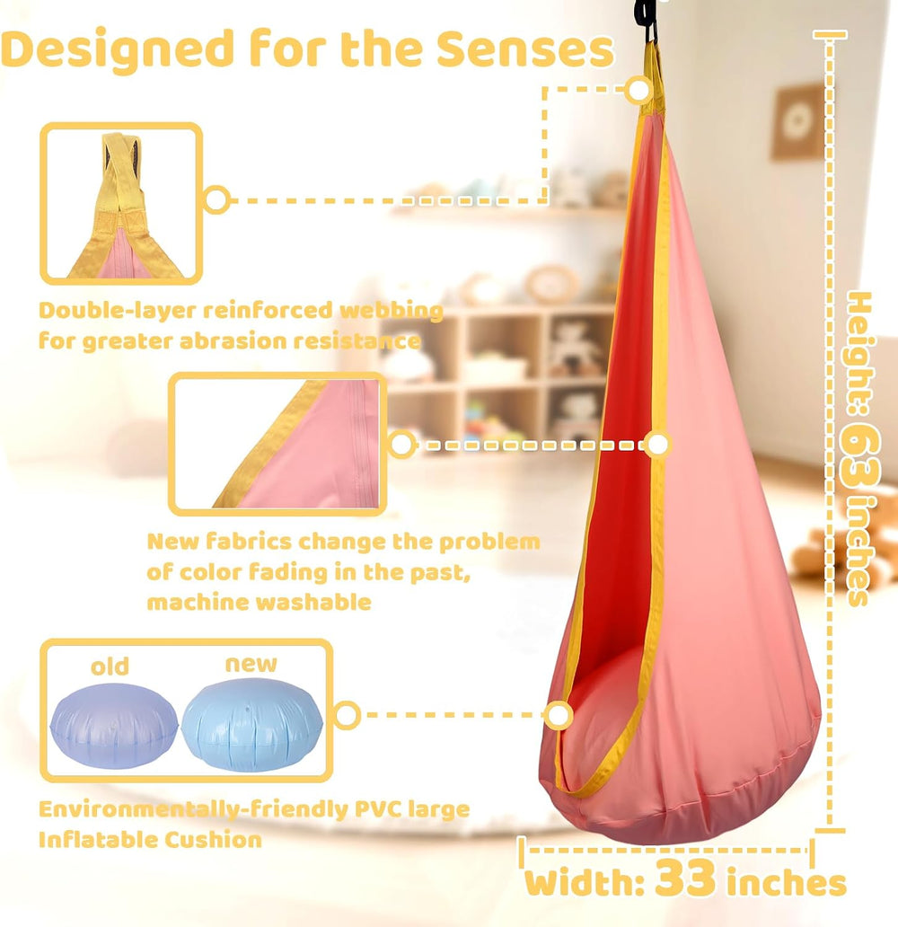 Sensory Pod Swing Hanging Seat Hammock Chair (Pink)