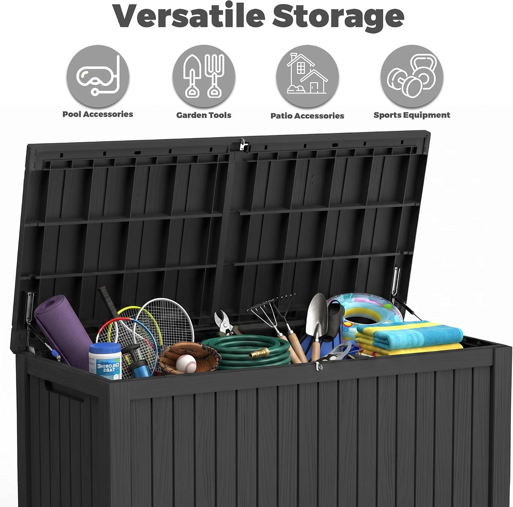 200 Gallon Resin Deck Box, Lockable Patio Outdoor Storage Box for Furniture, ...