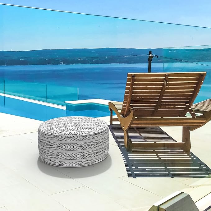 LVTXIII Indoor/Outdoor Inflatable Ottoman with Handle D21 x H9 Inch, Weather-...