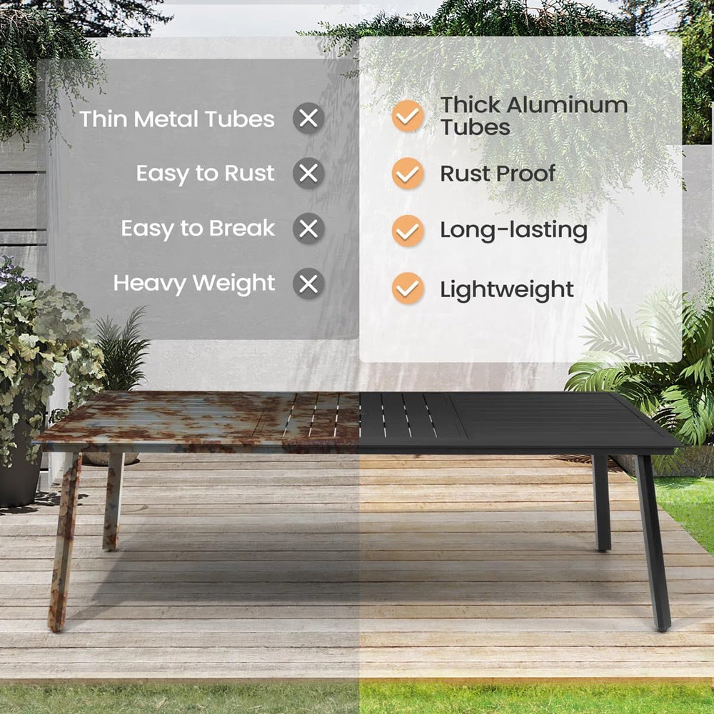 Pellebant 9 Piece Outdoor Dining Set for 8, Aluminum Table & Wicker Chairs