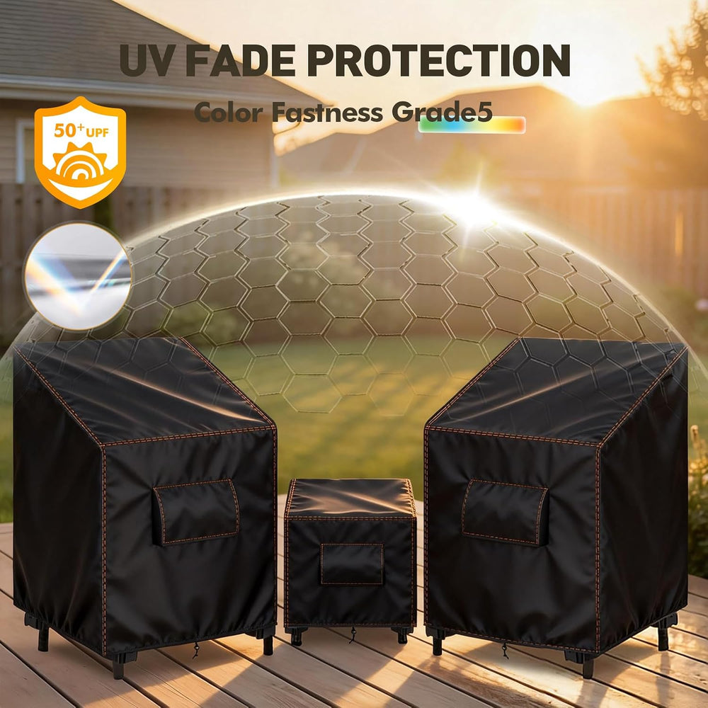 SUNICO Patio Furniture Covers 3 Piece Set,Outdoor Waterproof,Small,Black