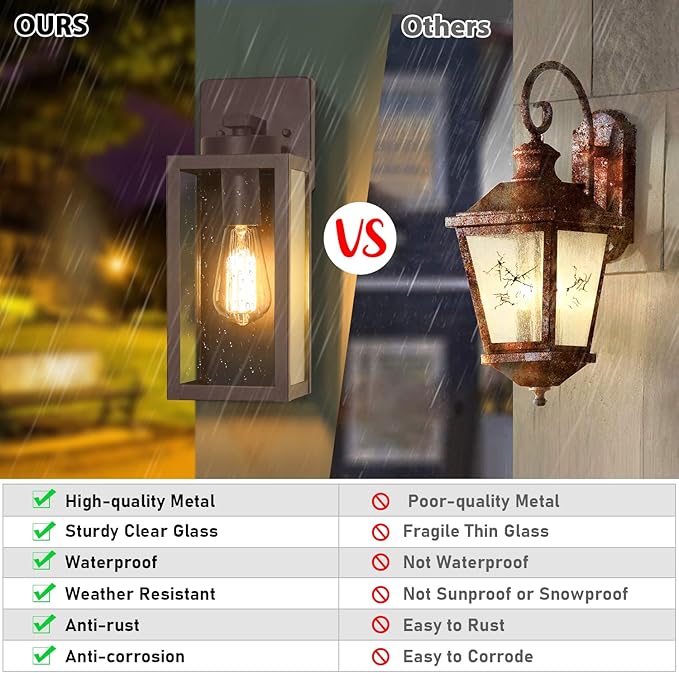 BesLowe Outdoor Wall Light Fixtures, Exterior Waterproof Wall Lanterns, Brown...