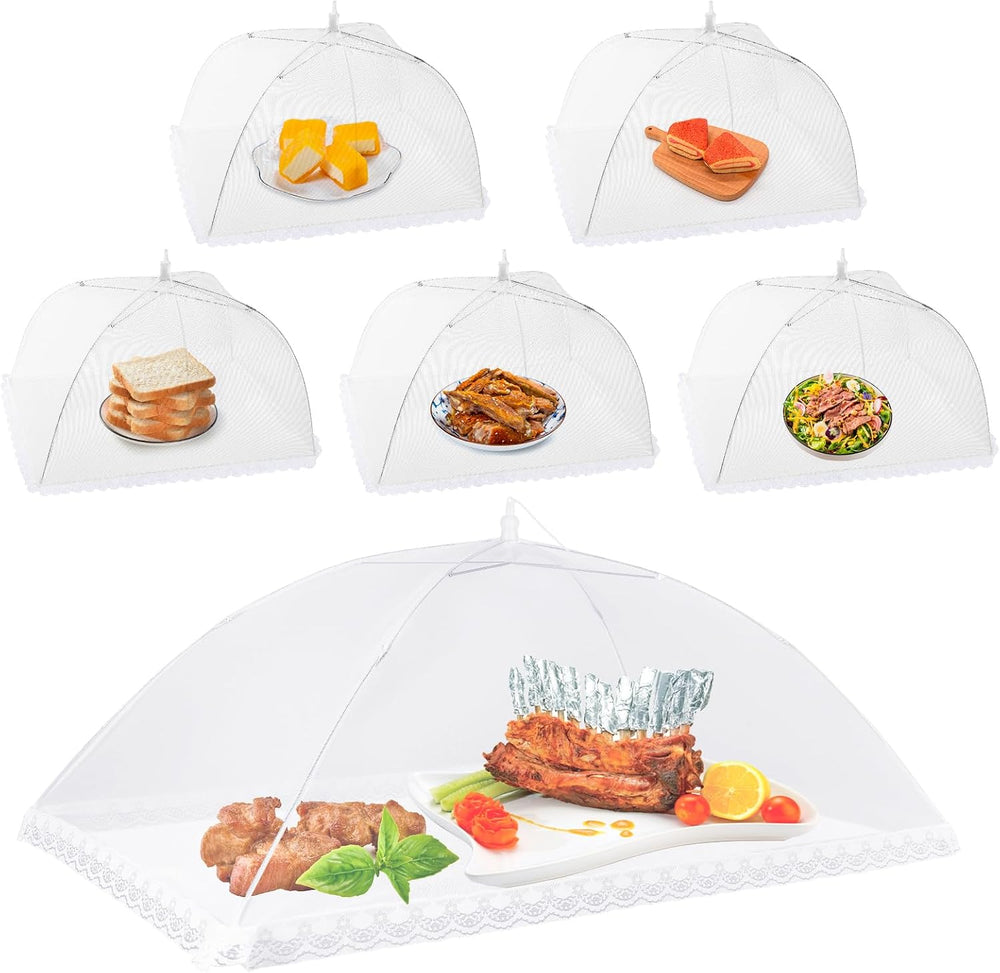 Homealexa 6 Pack Mesh Food Covers Pop Up, Reusable Food Net Covers (1 Extra-L...