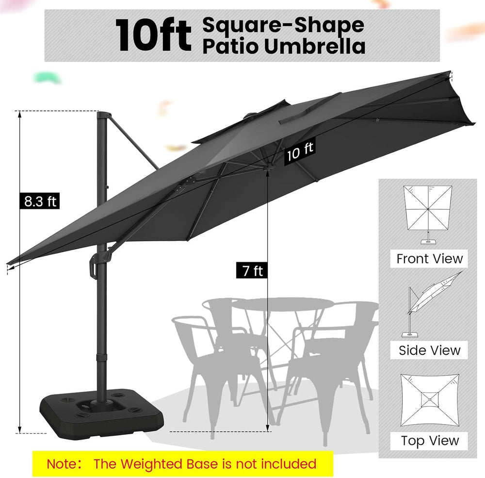 Hoteel Outdoor Patio Umbrella - 10ft Cantilever Umbrella for Patio Heavy Duty...