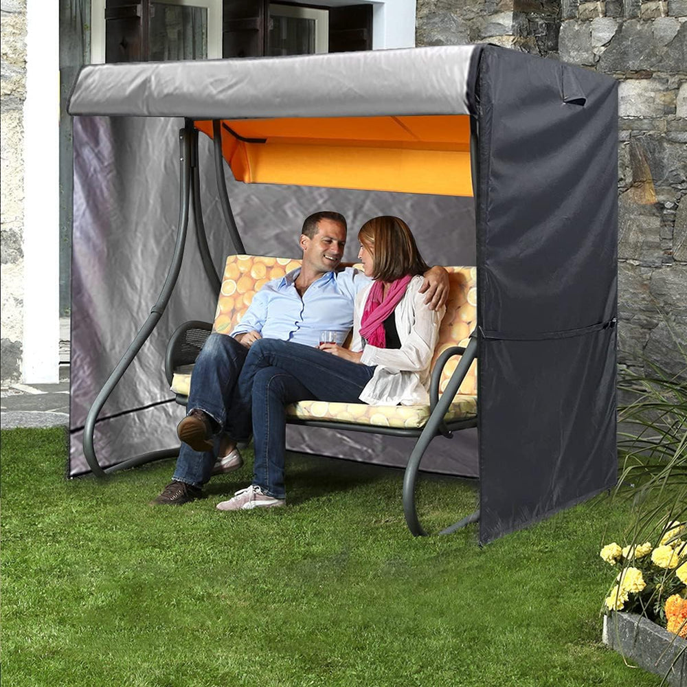 Patio Black Hammock Swing Cover, Triple Seater Garden Swing, Waterproof, UV R...