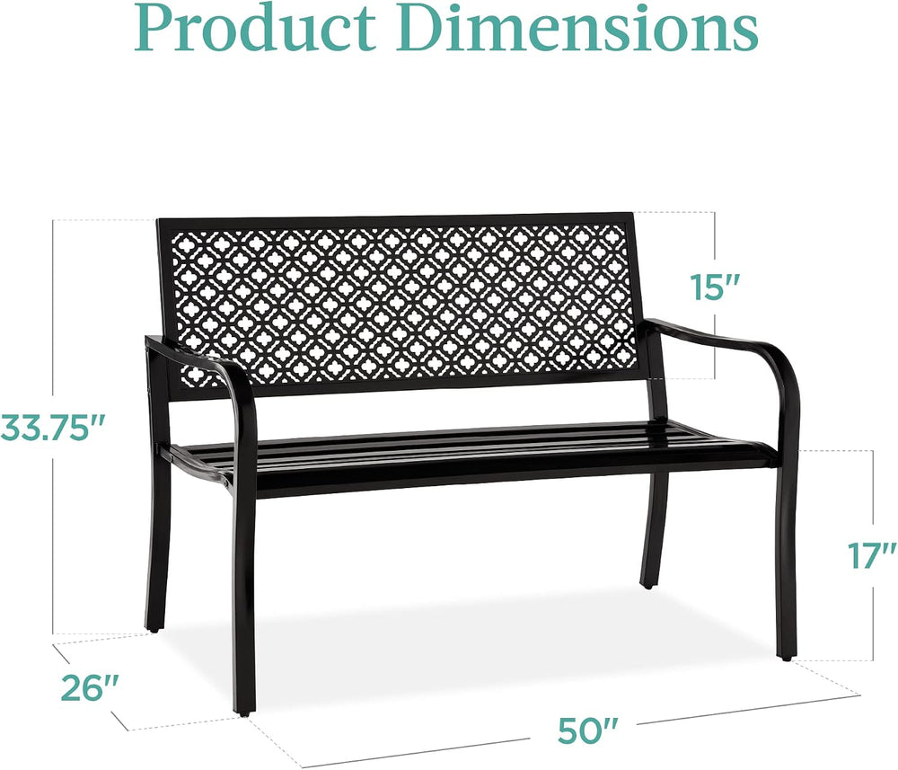 Best Choice Products Outdoor Bench 2-Person Metal Steel Benches Furniture for...