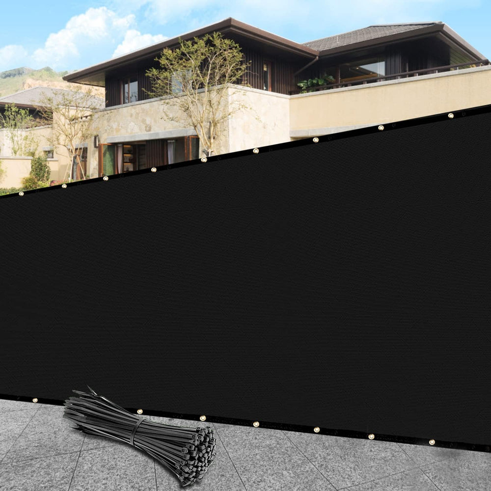 5' x 10' Black Privacy Screen Fence Cover Heavy Duty Fencing Mesh wit...