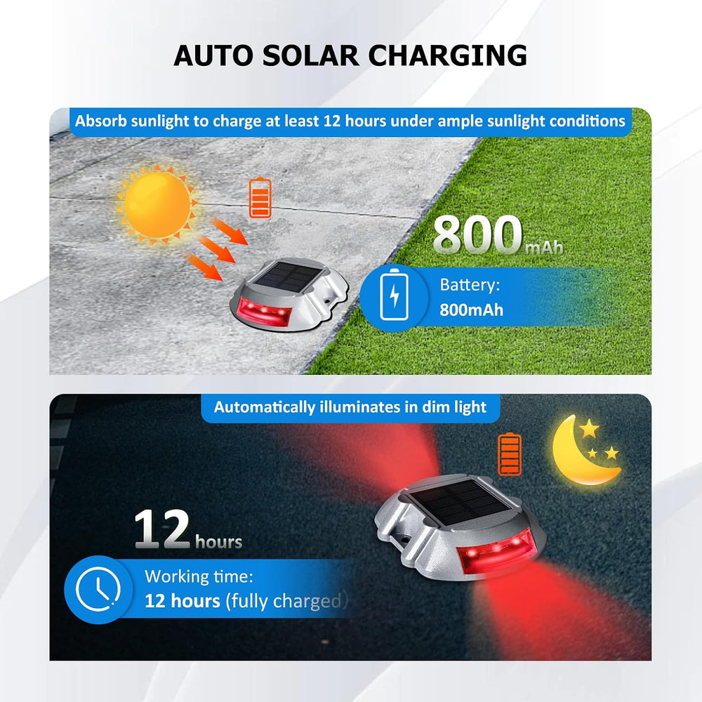 JIGUOOR Solar Deck Lights LED Driveway Lights, Red, 6 Pack