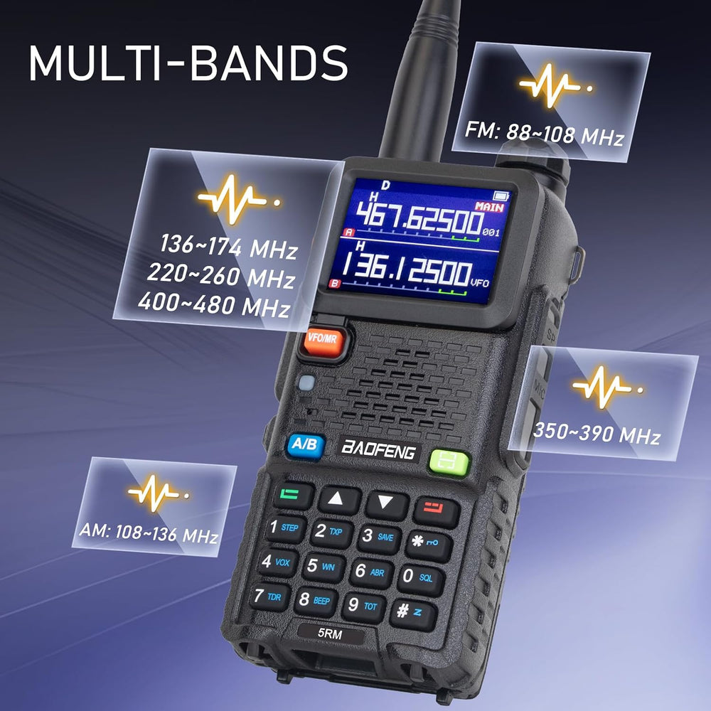 BAOFENG 5RM 10W Ham Radio Handheld Long Range Two Way Radio,NOAA Weather Rece...