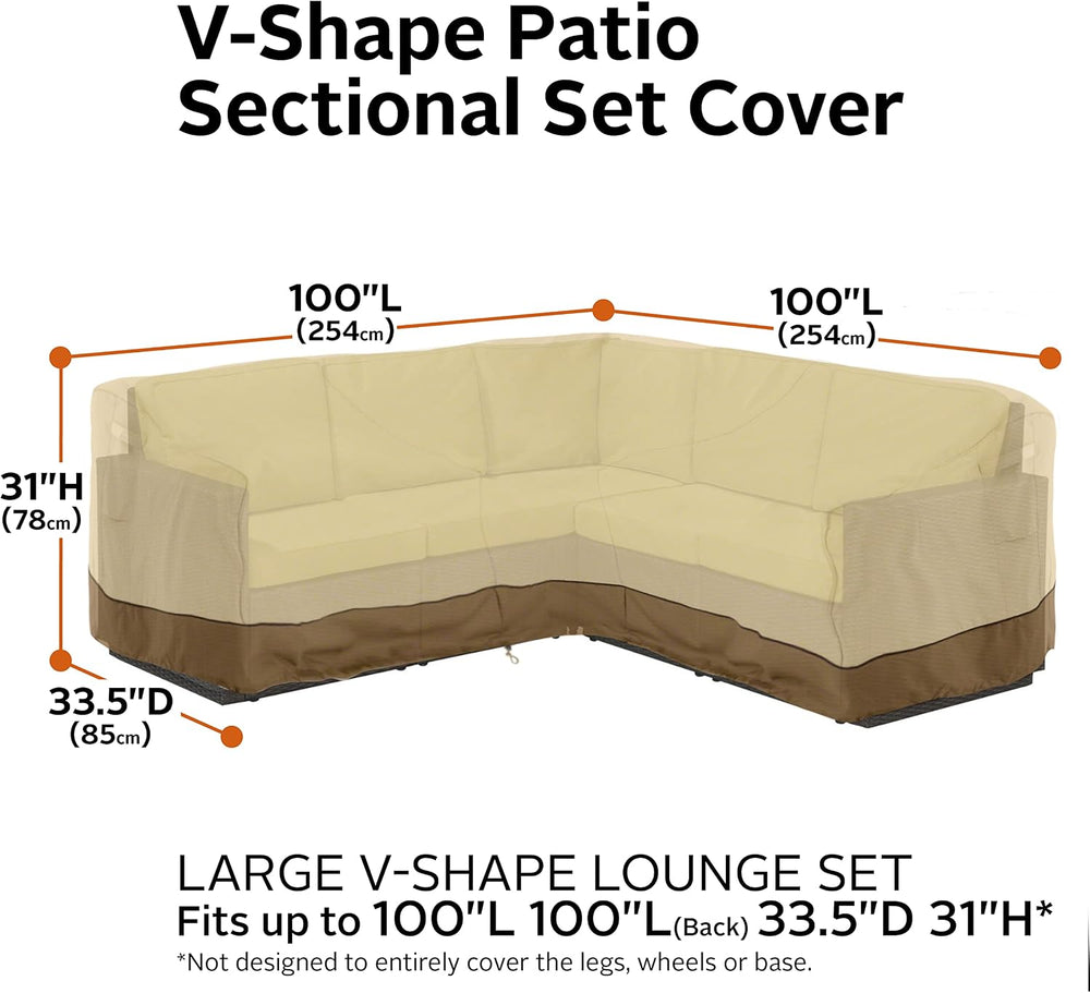 Classic Accessories 55-882-011501-RT Veranda Patio V-Shaped Sectional Sofa Co...