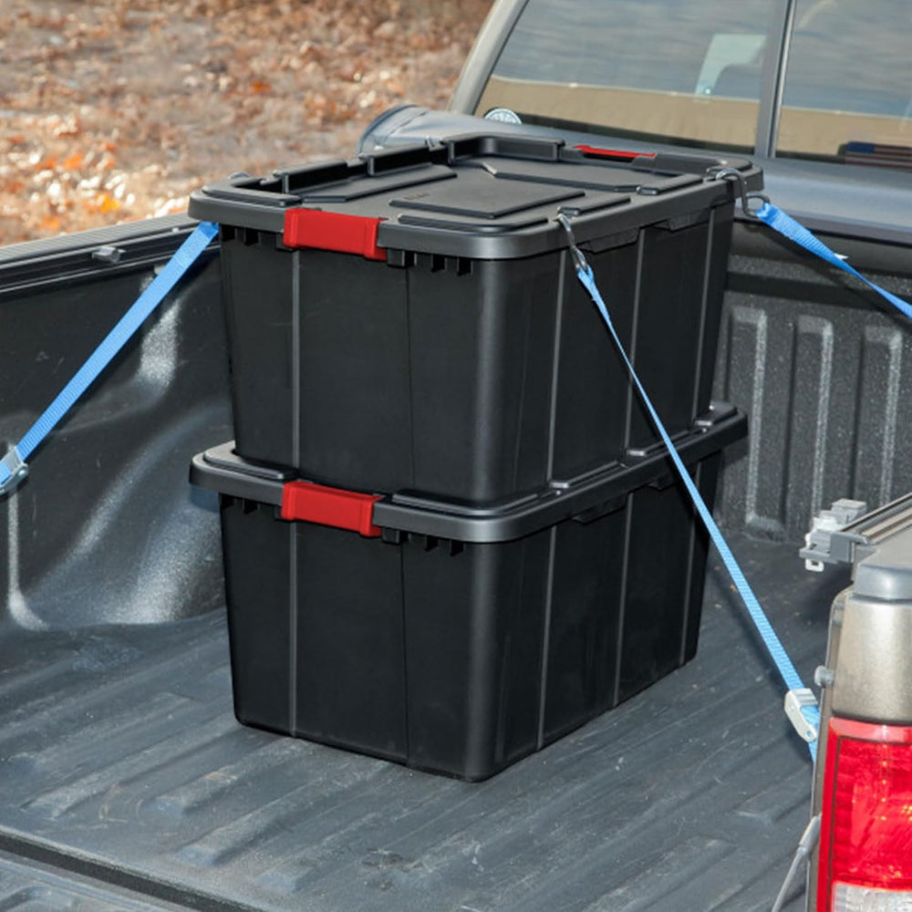 Sterilite Industrial Storage Tote with Lids for Garage, 27 Gallon, 4-Pack