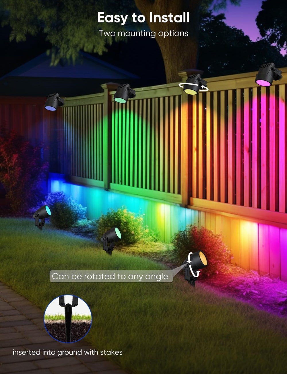 APPECK Landscape Lighting, RGBW Spotlights with APP Control,8 Pack