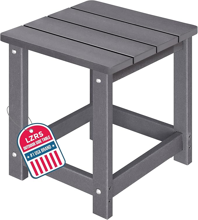 LZRS Adirondack Square Outdoor Side Table for Patio, Pool Composite Patio Tab...