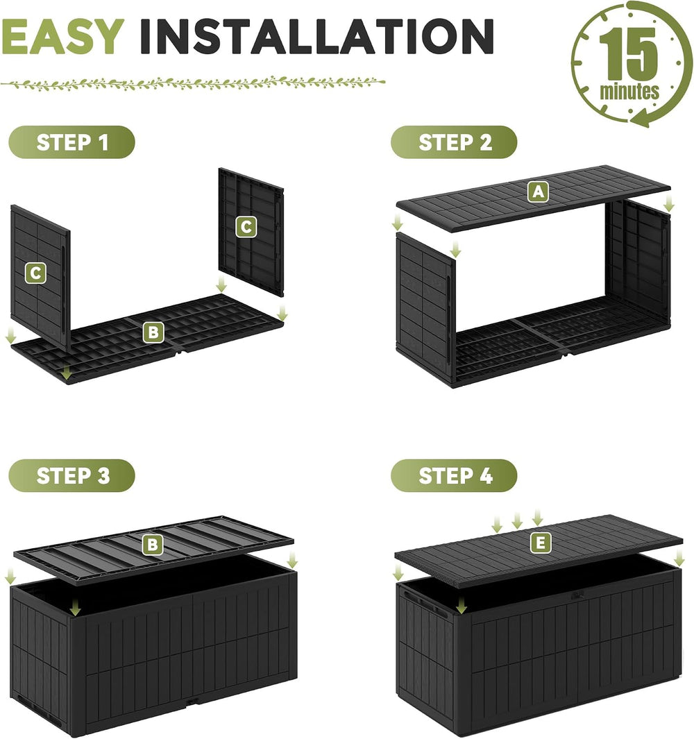 UDPATIO 220 Gallon Deck Box, Waterproof Resin Outdoor Storage Box for Patio