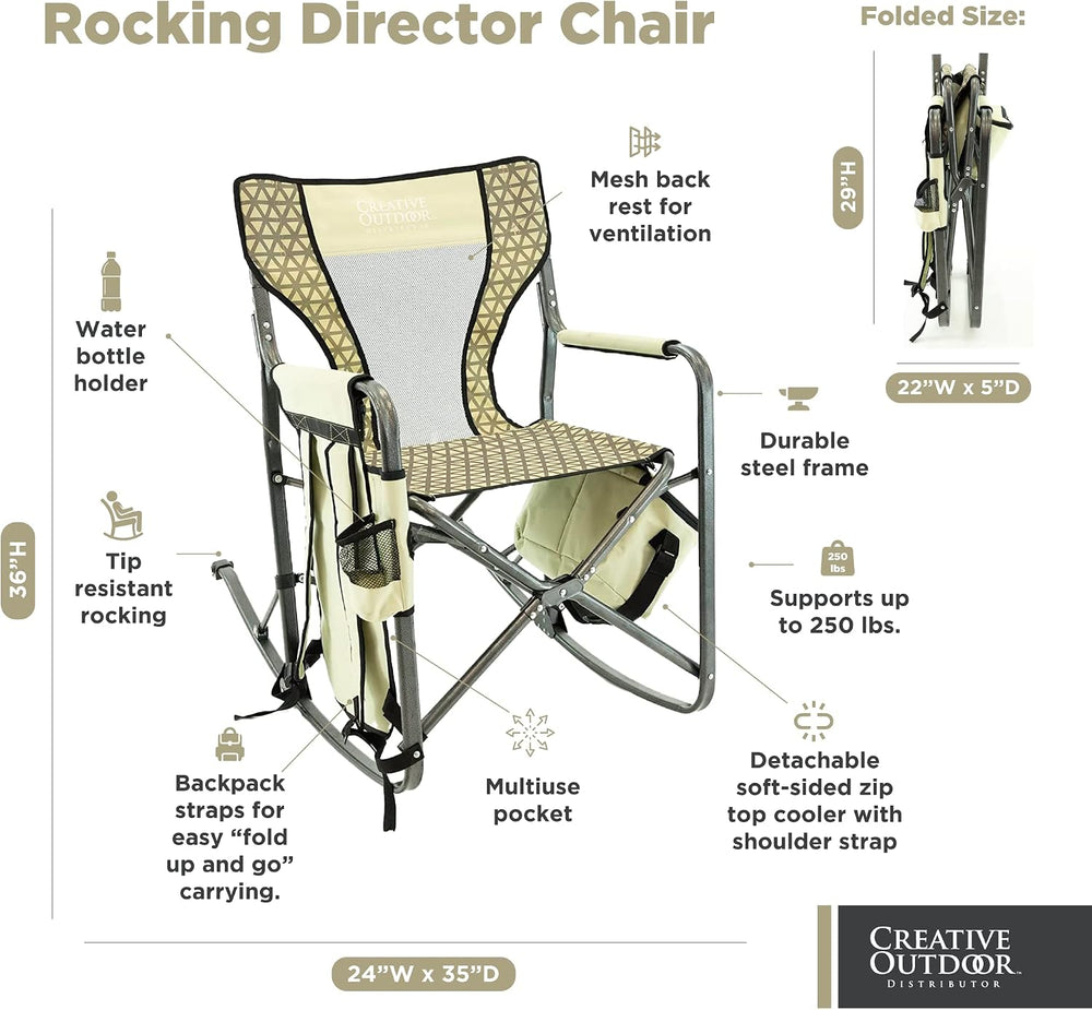 Creative Outdoor Collapsible Folding Rocking Director Chair | Camping Picnic ...
